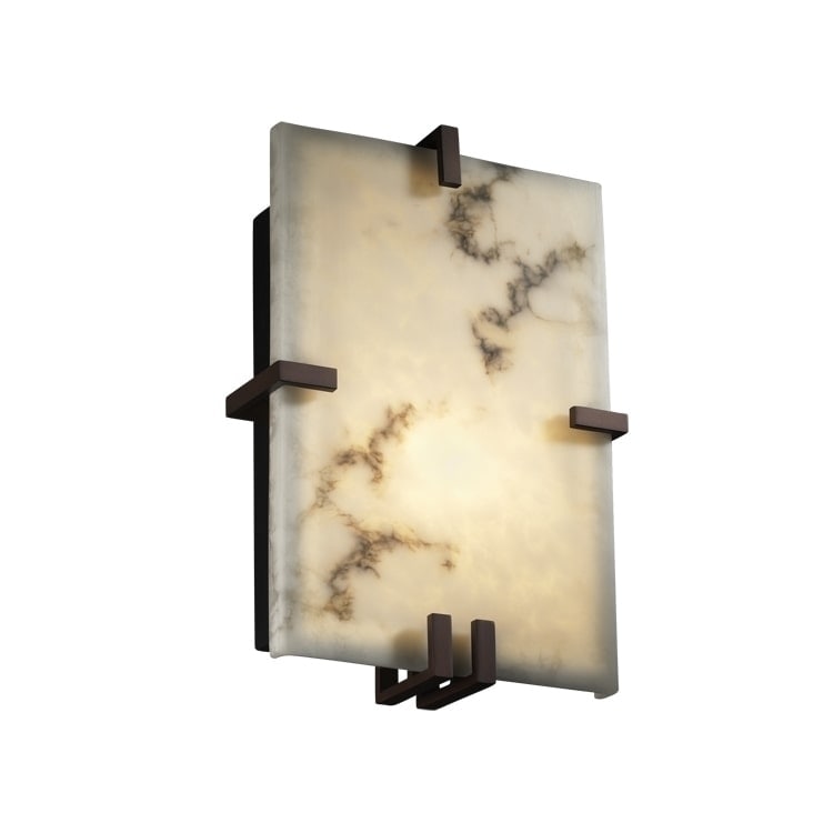 Justice Design Group Lumenaria Clips 2 Light Dark Bronze Ada Wall Sconce Faux Alabaster Shade