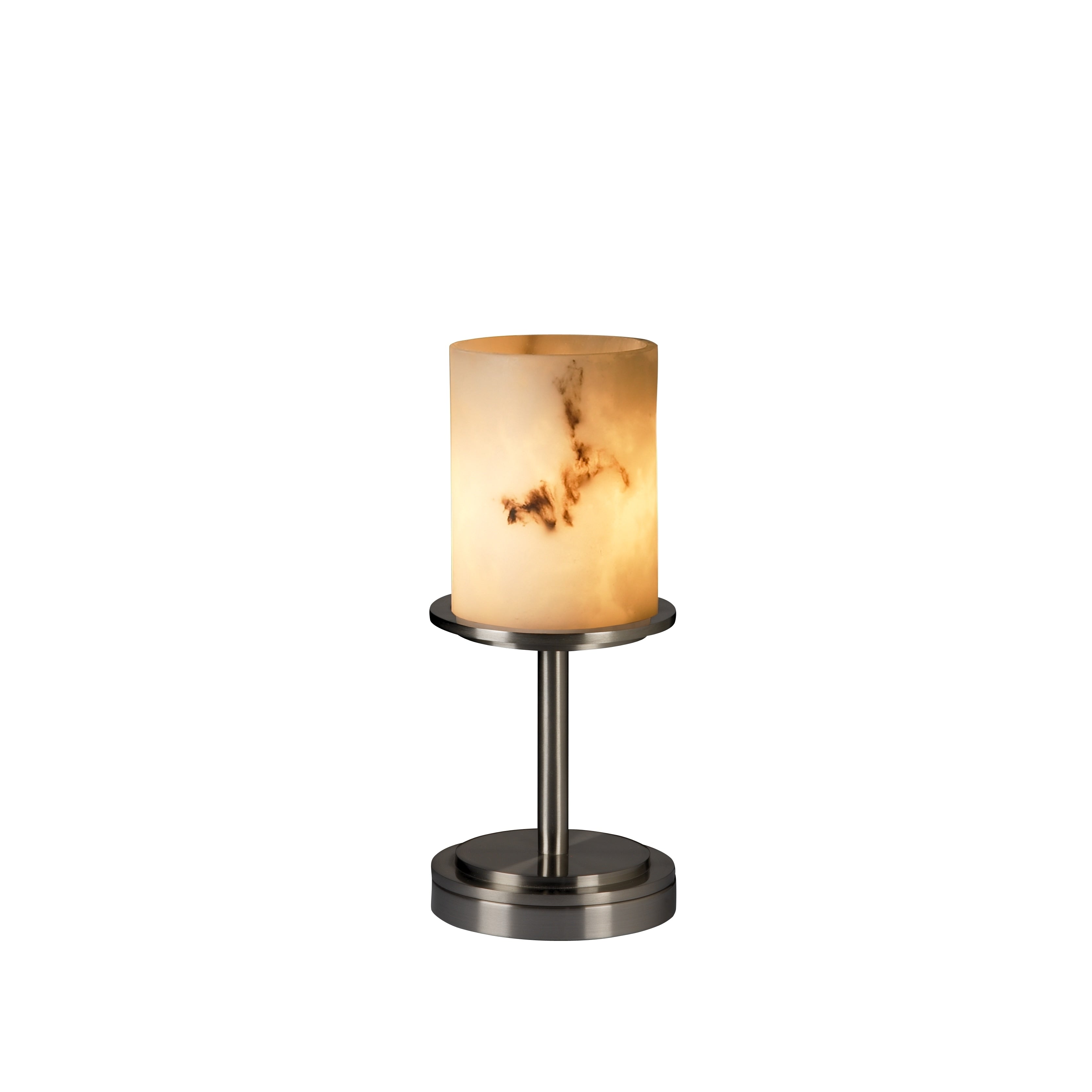 Justice Design Group Clouds Dakota 1 Light Brushed Nickel Table Lamp Clouds Cylinder Flat Rim Shade