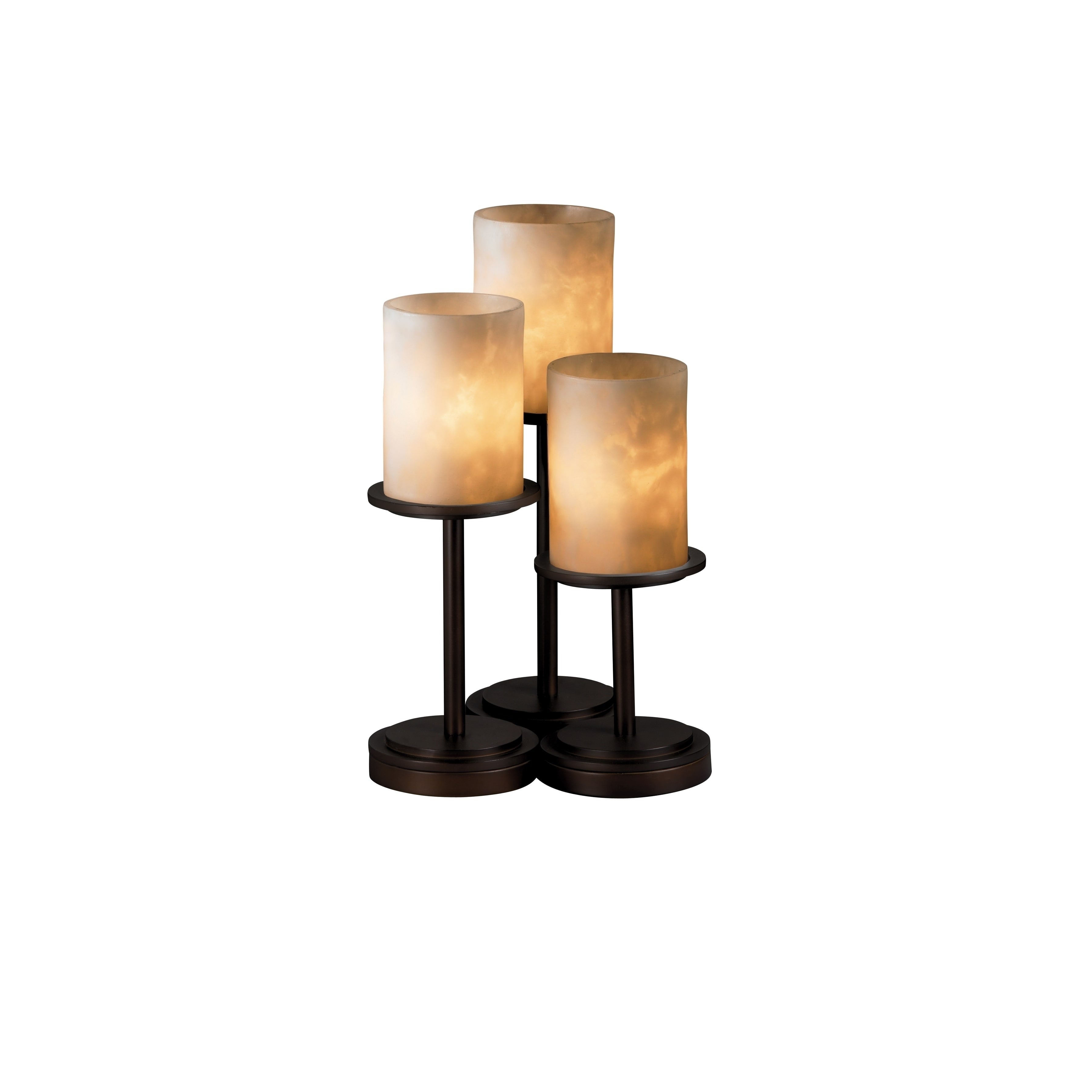 Justice Design Group Clouds Dakota 3 Light Dark Bronze Table Lamp Clouds Cylinder Flat Rim Shade