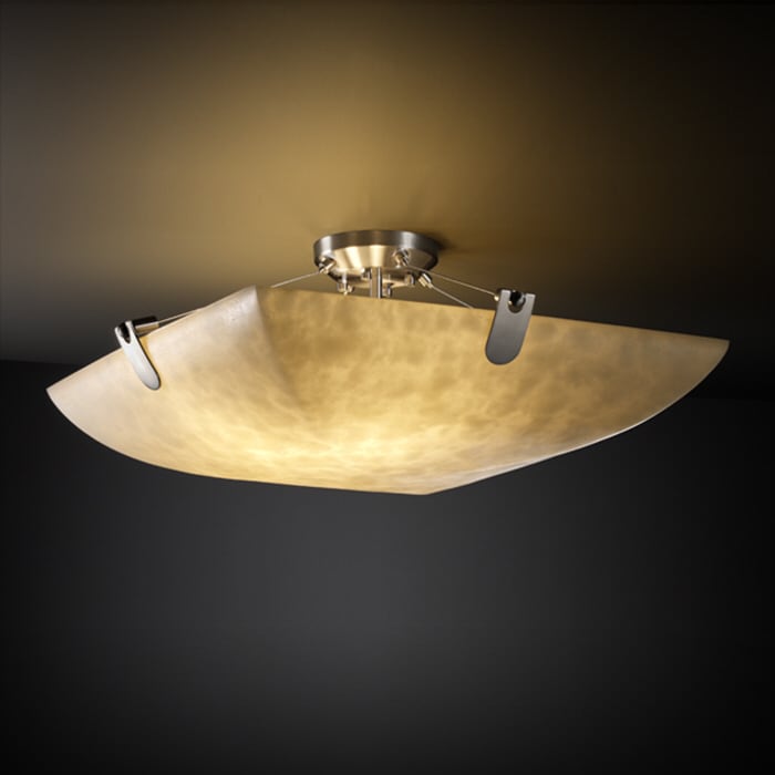 Justice Design Group Clouds U Clips 3 Light Brushed Nickel Square Bowl Semi Flush