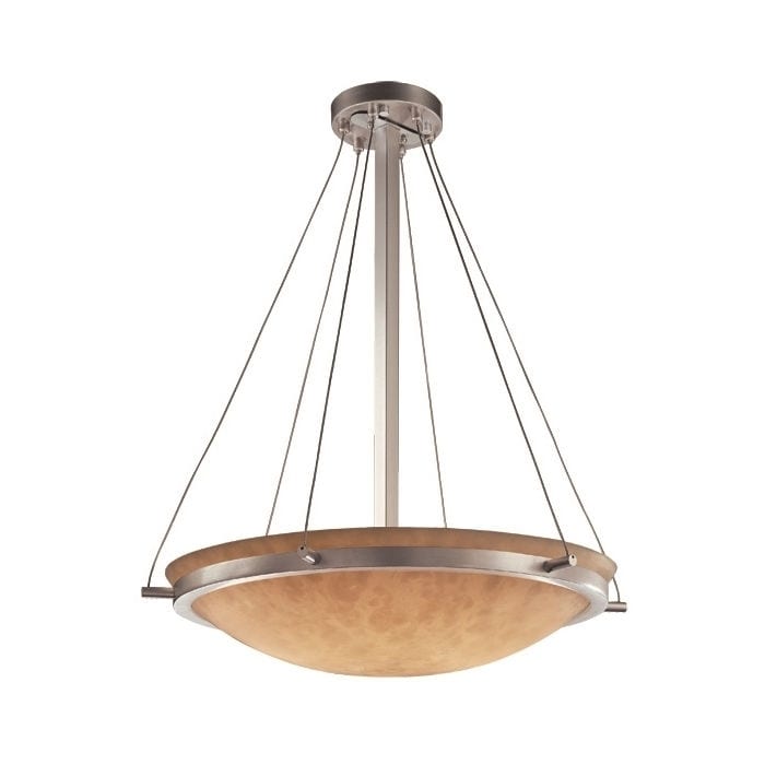 Justice Design Group Clouds Ring 6 Light Brushed Nickel Round Bowl Pendant Ivory