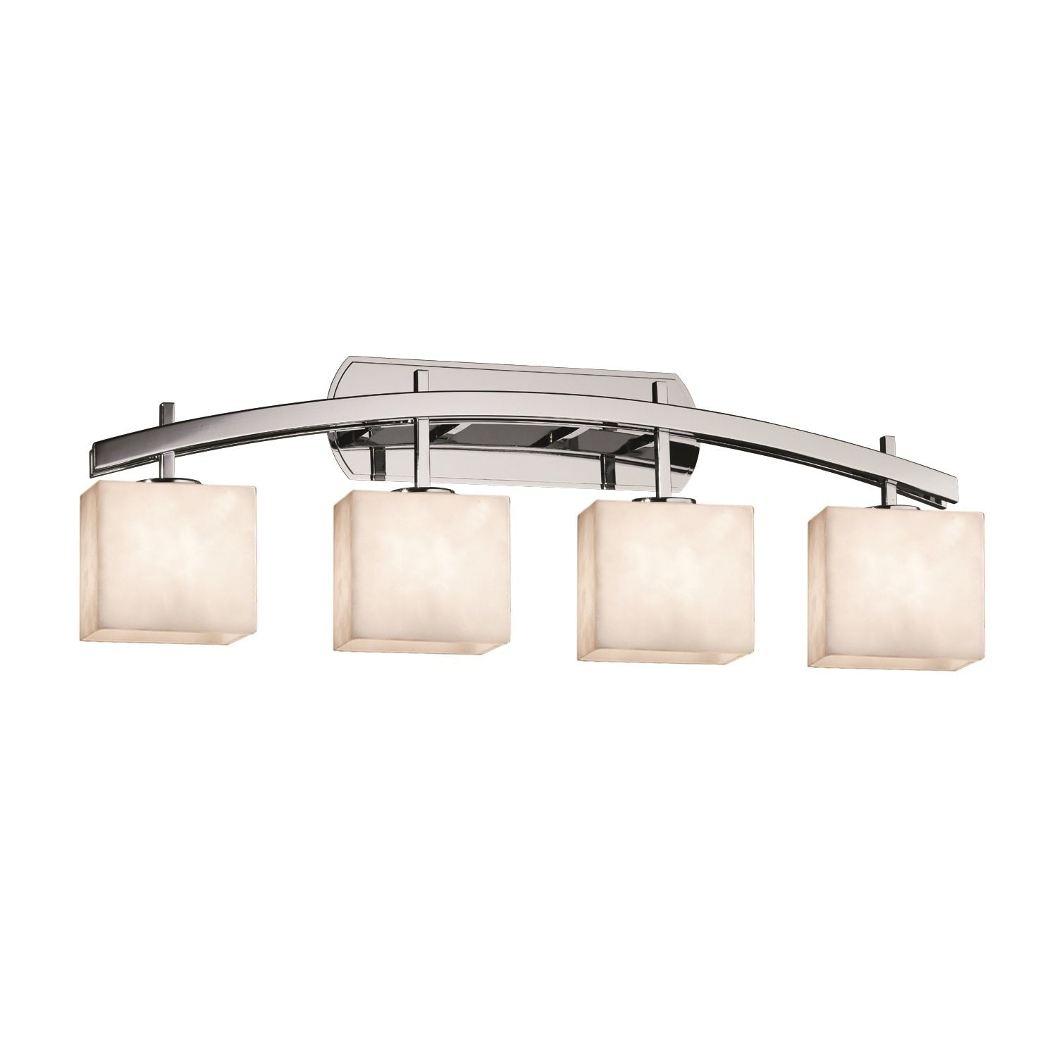 Justice Design Group Clouds Archway 4 Light Polished Chrome Bath Bar Clouds Rectangle Shade