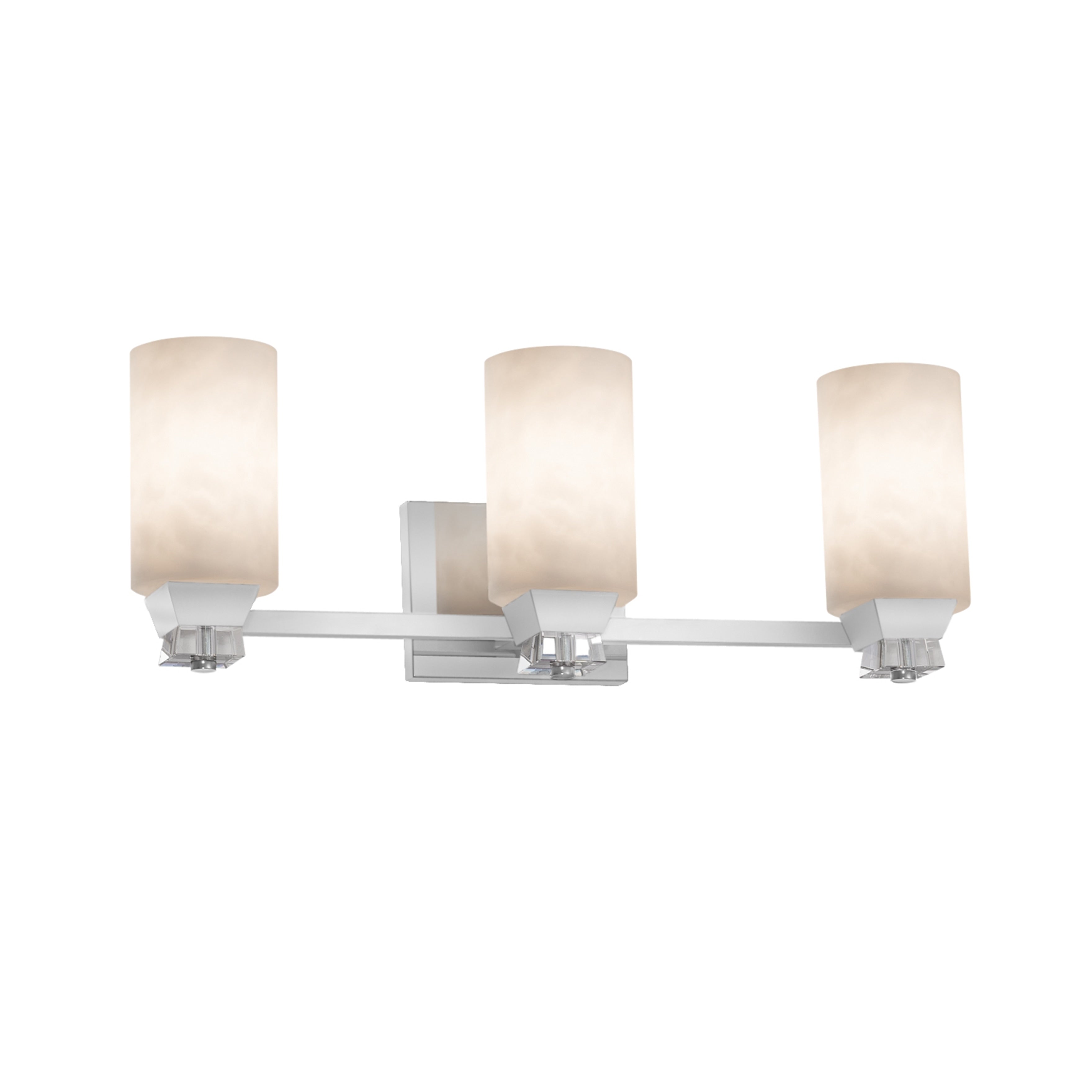 Justice Design Group Clouds Ardent 3 Light Polished Chrome Bath Bar Clouds Cylinder W Flat Rim Shade