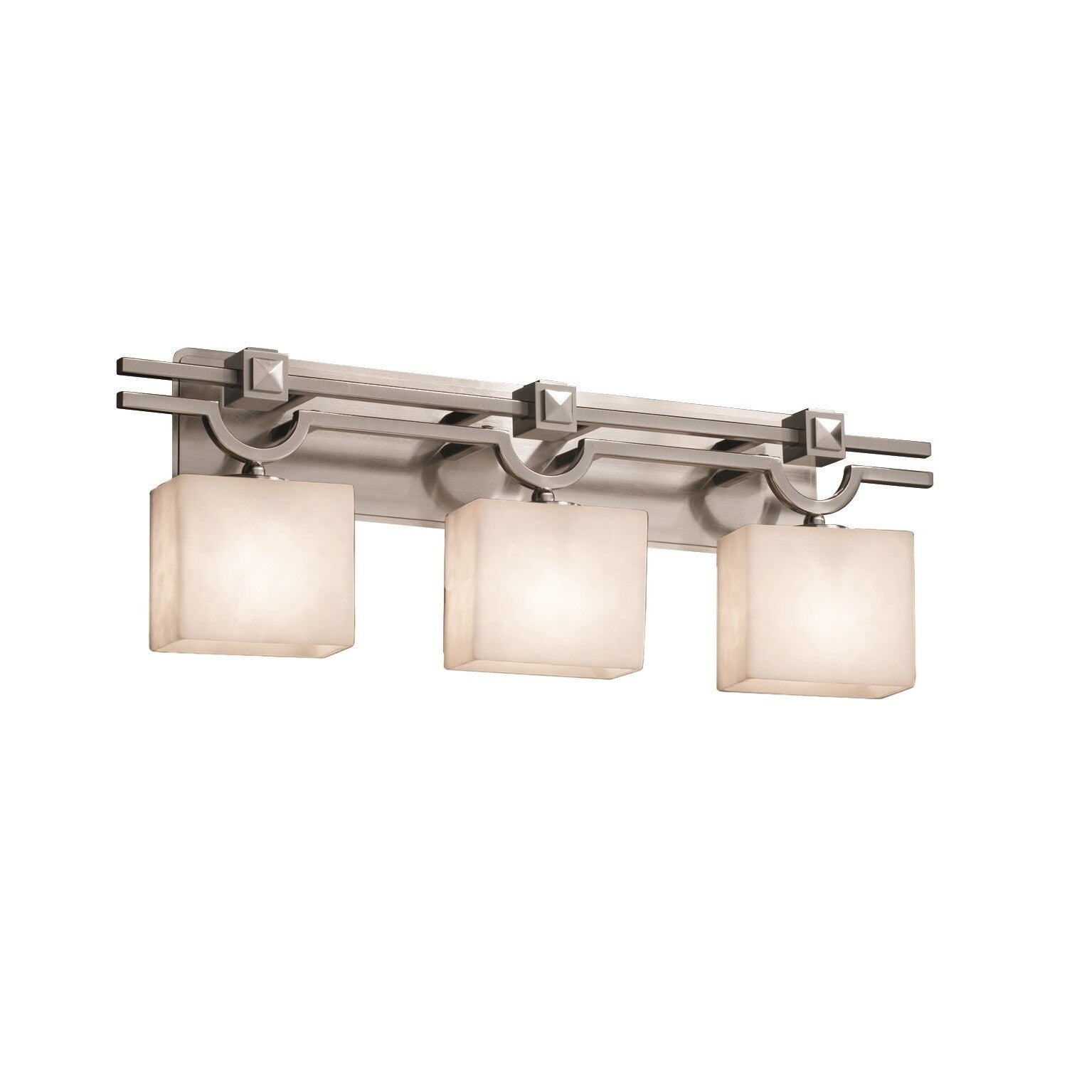 Justice Design Group Clouds Argyle 3 Light Brushed Nickel Bath Bar Clouds Rectangle Shade