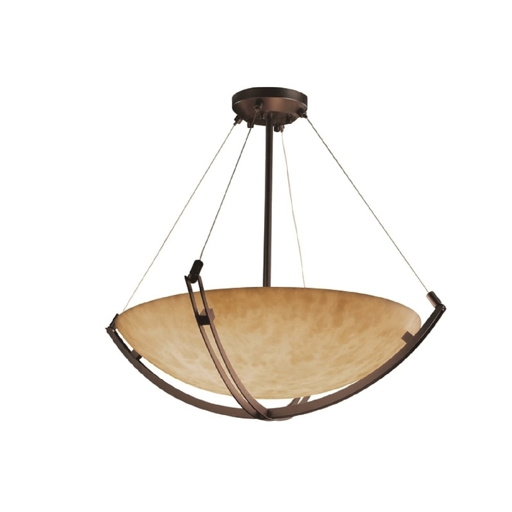 Justice Design Group Clouds Crossbar 42 Inch Dark Bronze Round Bowl Pendant