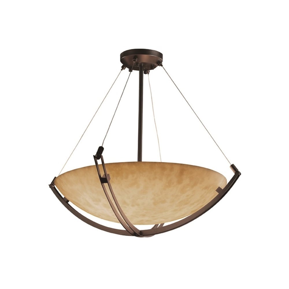 Justice Design Group Clouds Crossbar 12 Light Dark Bronze Round Bowl Pendant