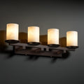 Justice Design Group Clouds Dakota 4 Light Dark Bronze Bath Bar Clouds Cylinder Flat Rim Shade