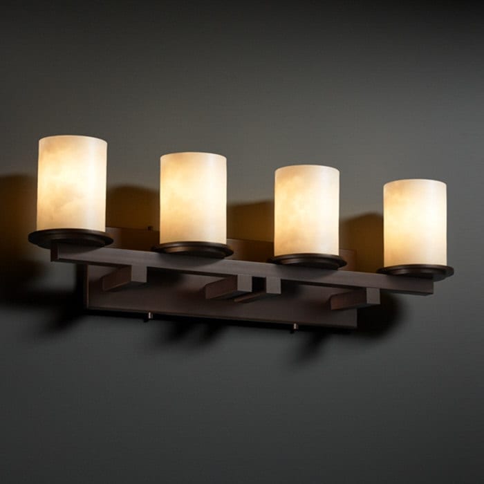 Justice Design Group Clouds Dakota 4 Light Dark Bronze Bath Bar Clouds Cylinder Flat Rim Shade