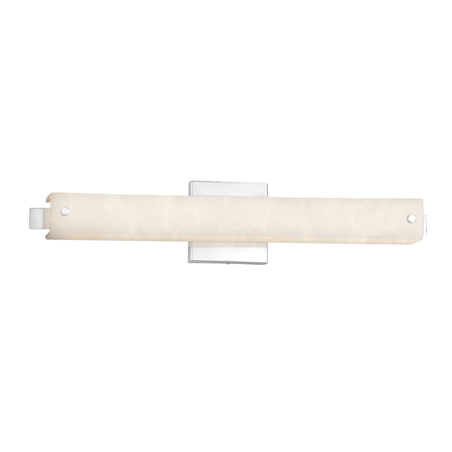 Justice Design Group Clouds Edge 23 Inch Led Polished Chrome Ada Wall Bath Light Off White Shade