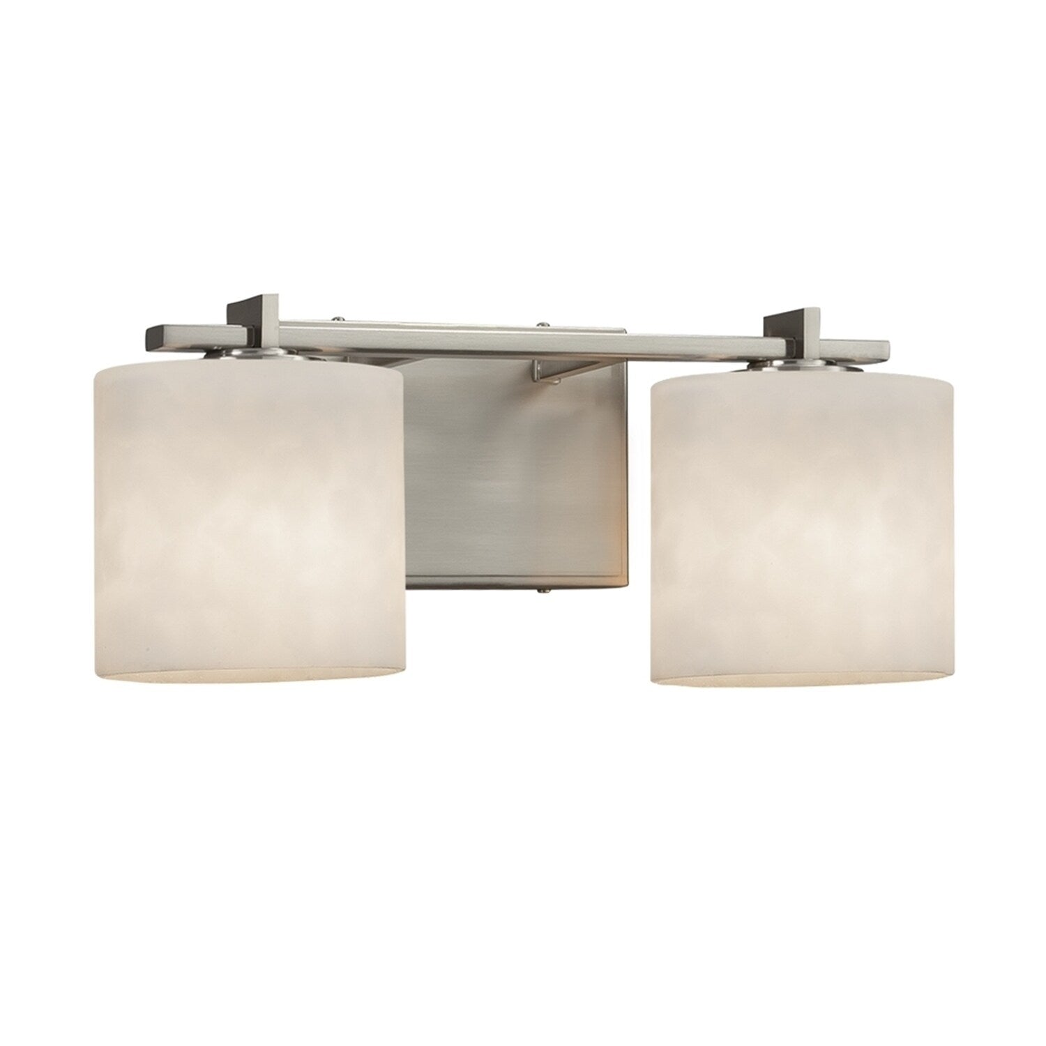 Justice Design Group Clouds Era 2 Light Brushed Nickel Bath Light Off White Oval Shade