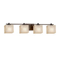 Justice Design Group Clouds Era 4 Light Brushed Nickel Bath Light Off White Rectangle Shade