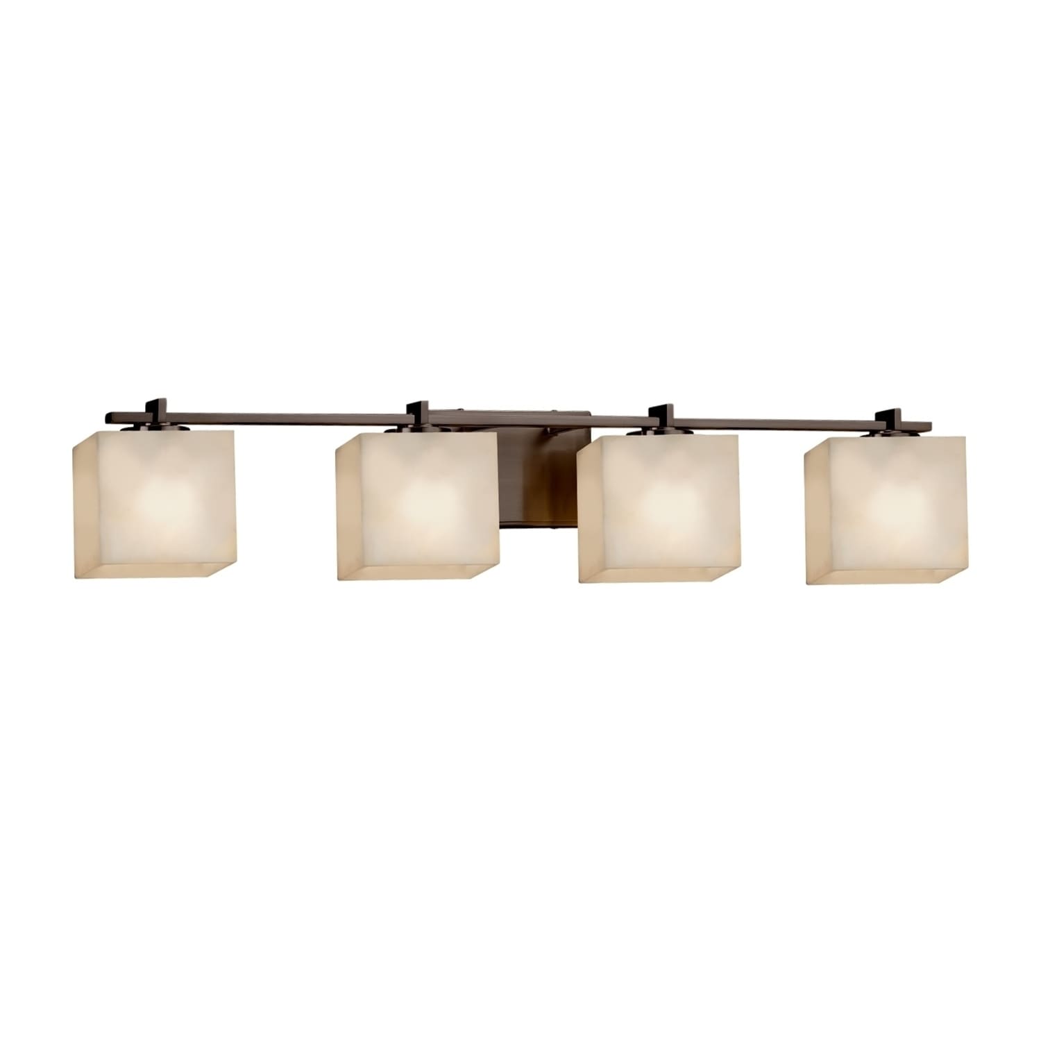 Justice Design Group Clouds Era 4 Light Brushed Nickel Bath Light Off White Rectangle Shade