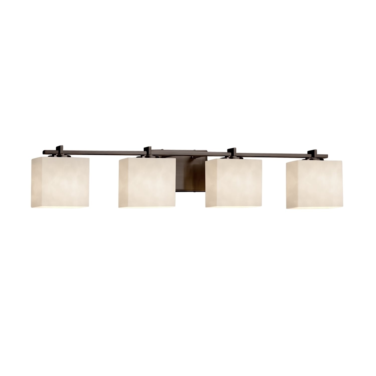 Justice Design Group Clouds Era 4 Light Dark Bronze Bath Light Off White Rectangle Shade