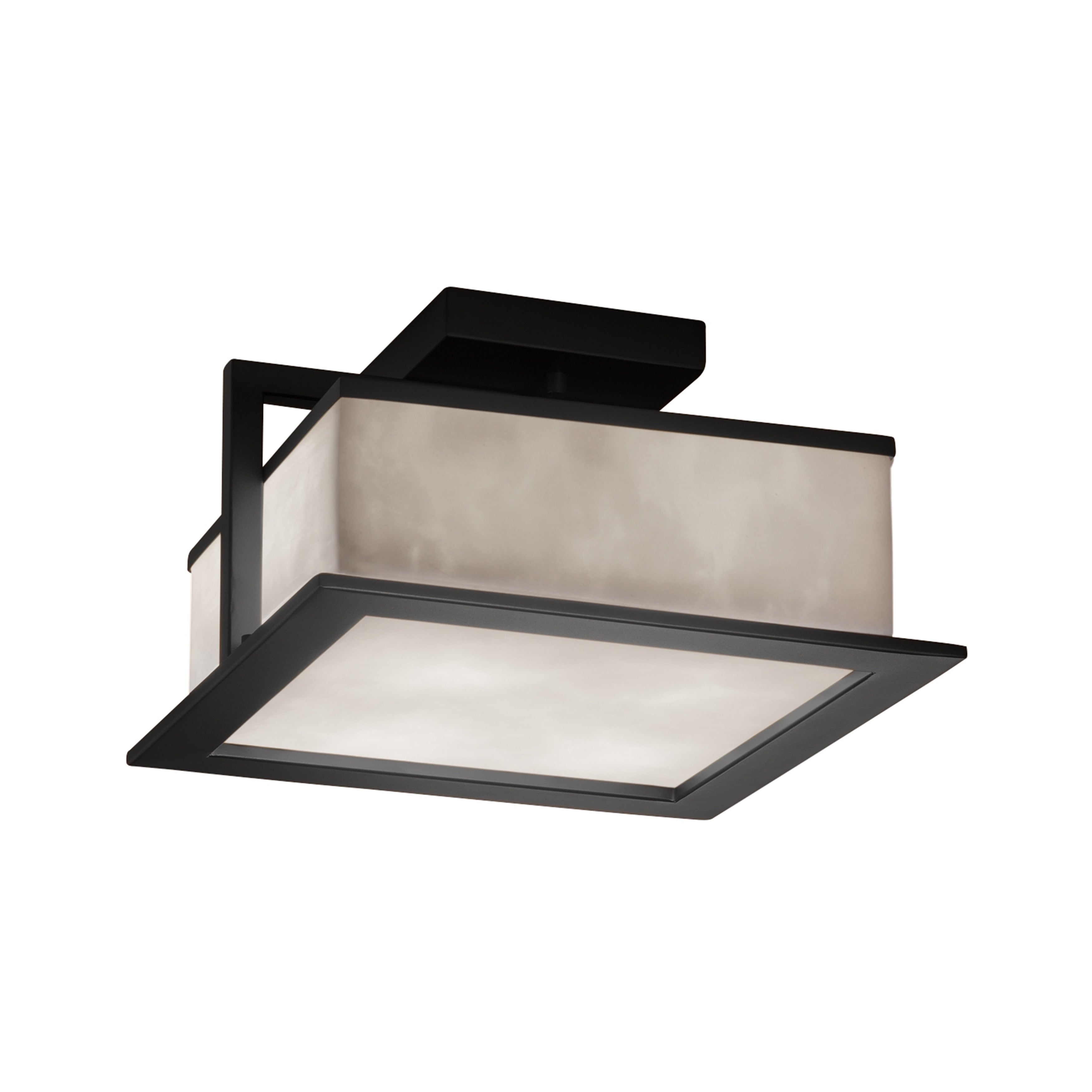 Justice Design Group Clouds Laguna 12 Inch Matte Black Led Outdoor Flush Mount Clouds Shade