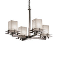 Justice Design Group Clouds Metropolis 4 Light Brushed Nickel Chandelier Clouds Square Flat Rim Shade
