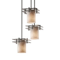 Justice Design Group Clouds Metropolis 3 Light Polished Chrome Pendant Clouds Cylinder Flat Rim Shade