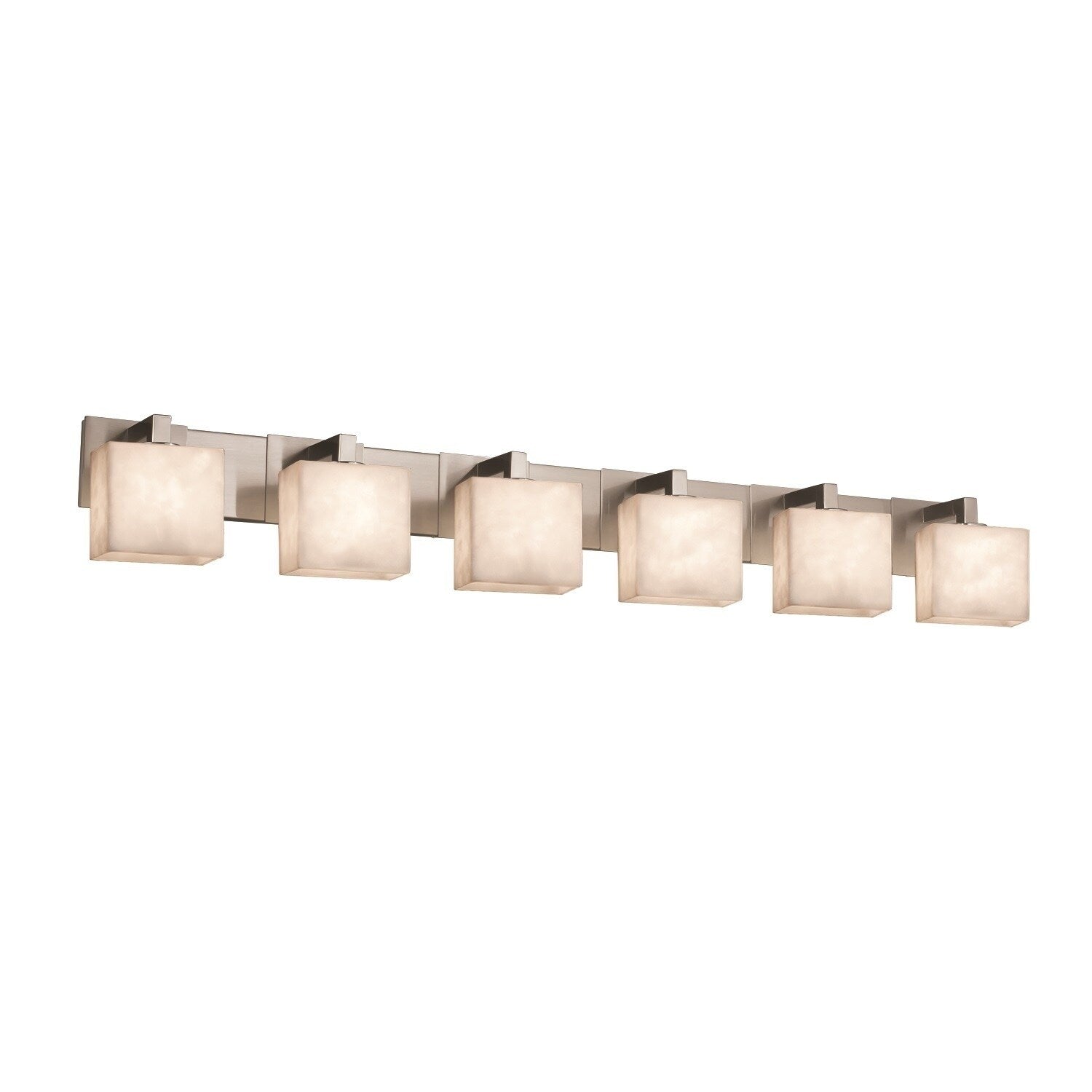 Justice Design Group Clouds Modular 6 Light Brushed Nickel Bath Bar Clouds Rectangle Shade