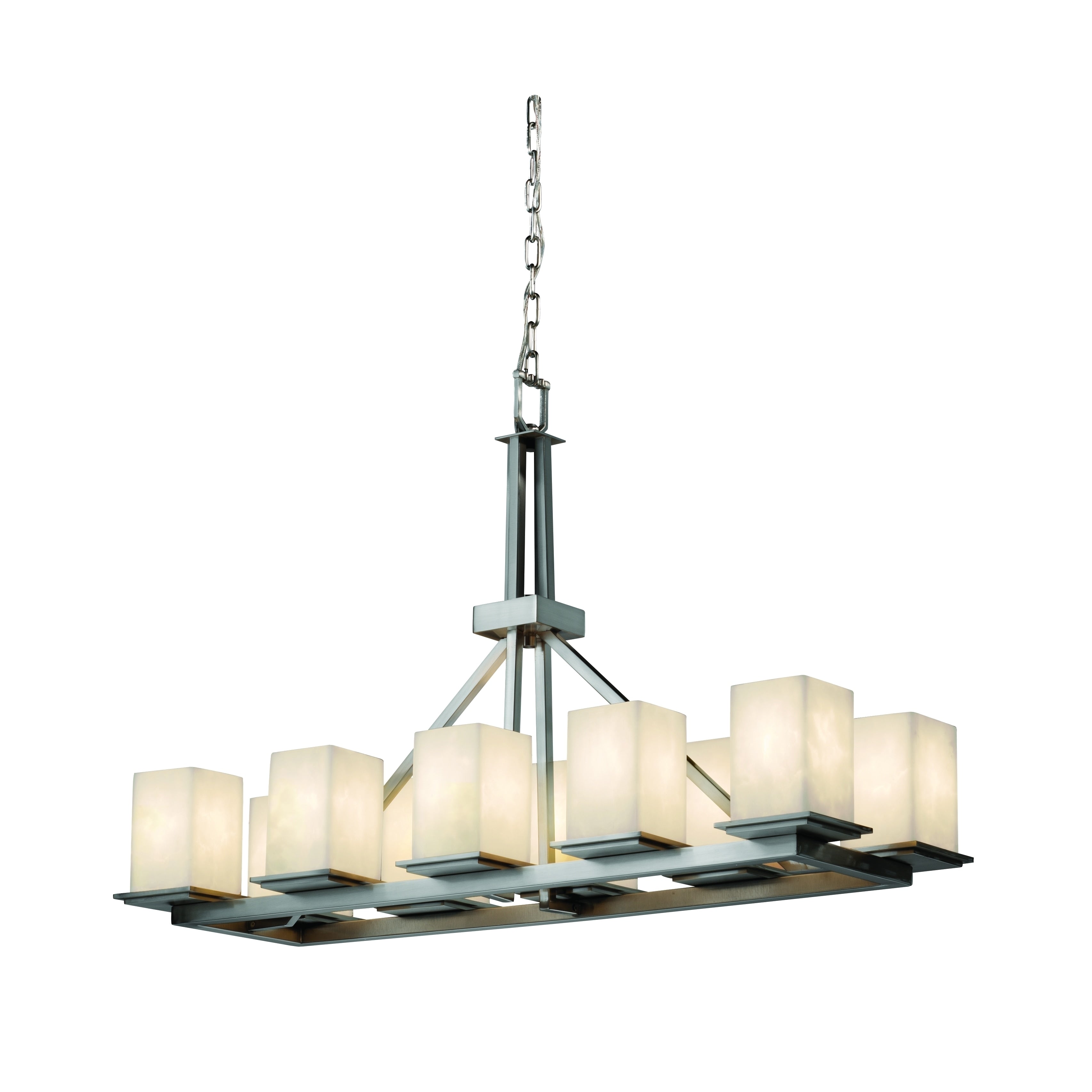 Justice Design Group Clouds Montana 10 Light Brushed Nickel Chandelier Clouds Square Flat Rim Shade