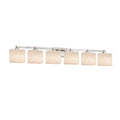 Justice Design Group Clouds Regency 6 Light Brushed Nickel Bath Light Off White Rectangle Shade