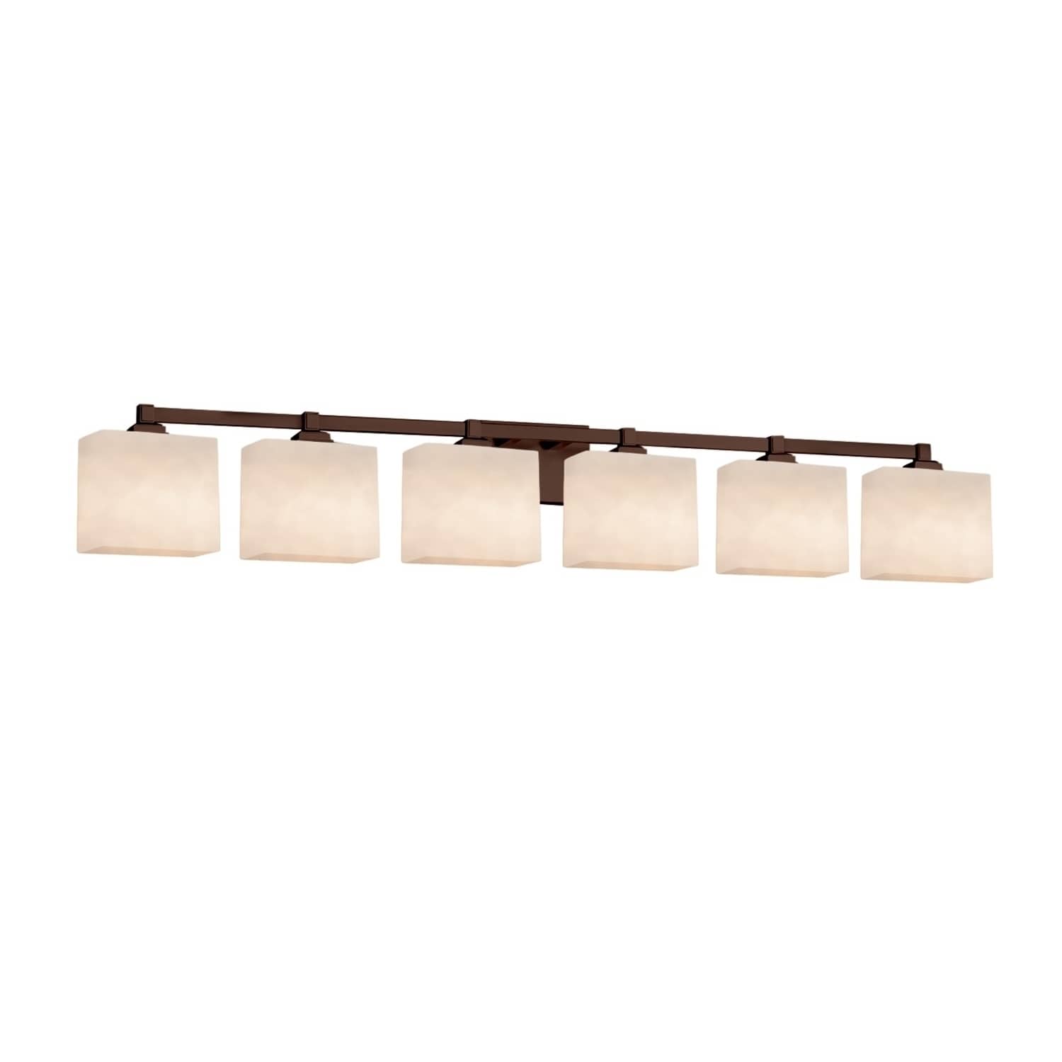 Justice Design Group Clouds Regency 6 Light Dark Bronze Bath Light Off White Rectangle Shade