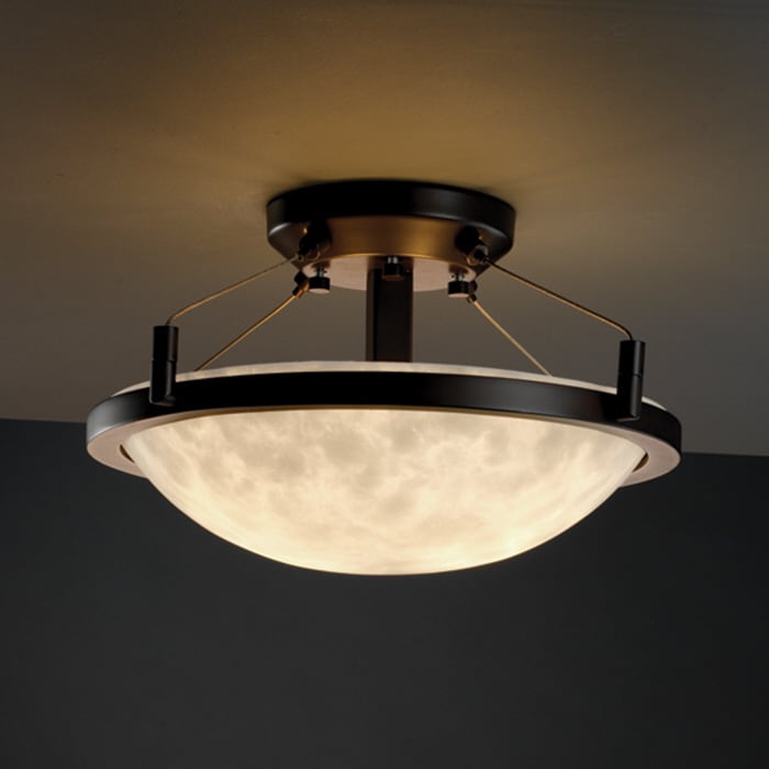 Justice Design Group Clouds Ring 2 Light Dark Bronze Round Bowl Semi Flush