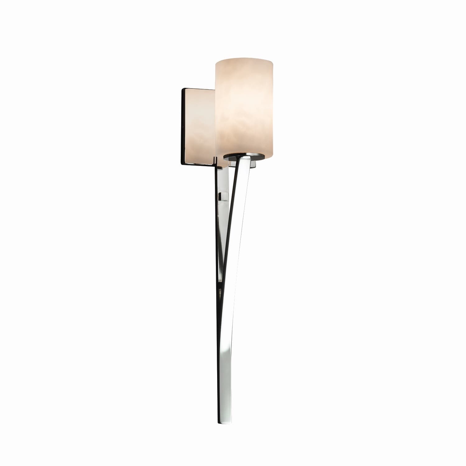 Justice Design Group Clouds Sabre 1 Light Polished Chrome Wall Sconce Clouds Cylinder Flat Rim Shade