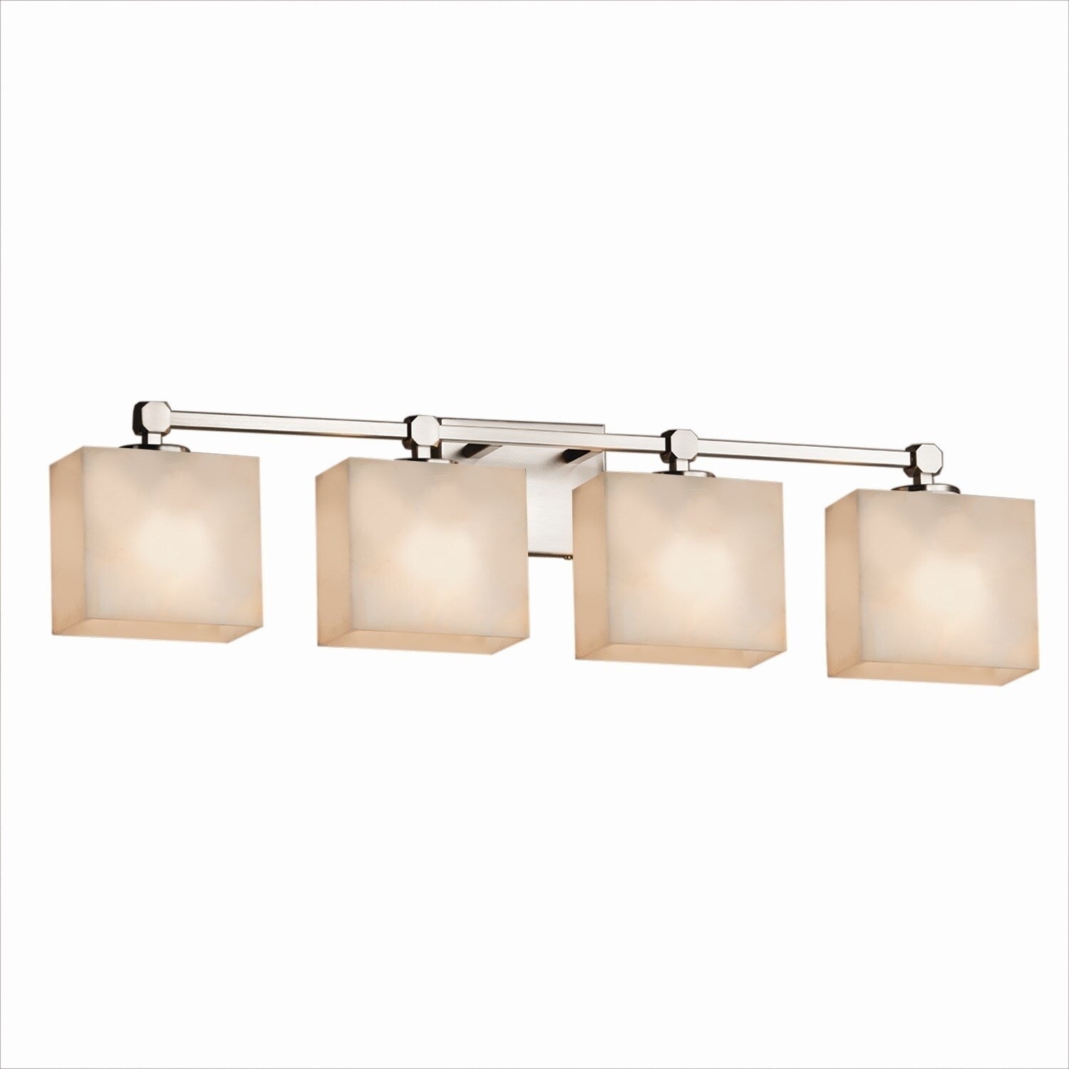 Justice Design Group Clouds Tetra 4 Light Brushed Nickel Bath Bar Clouds Rectangle Shade