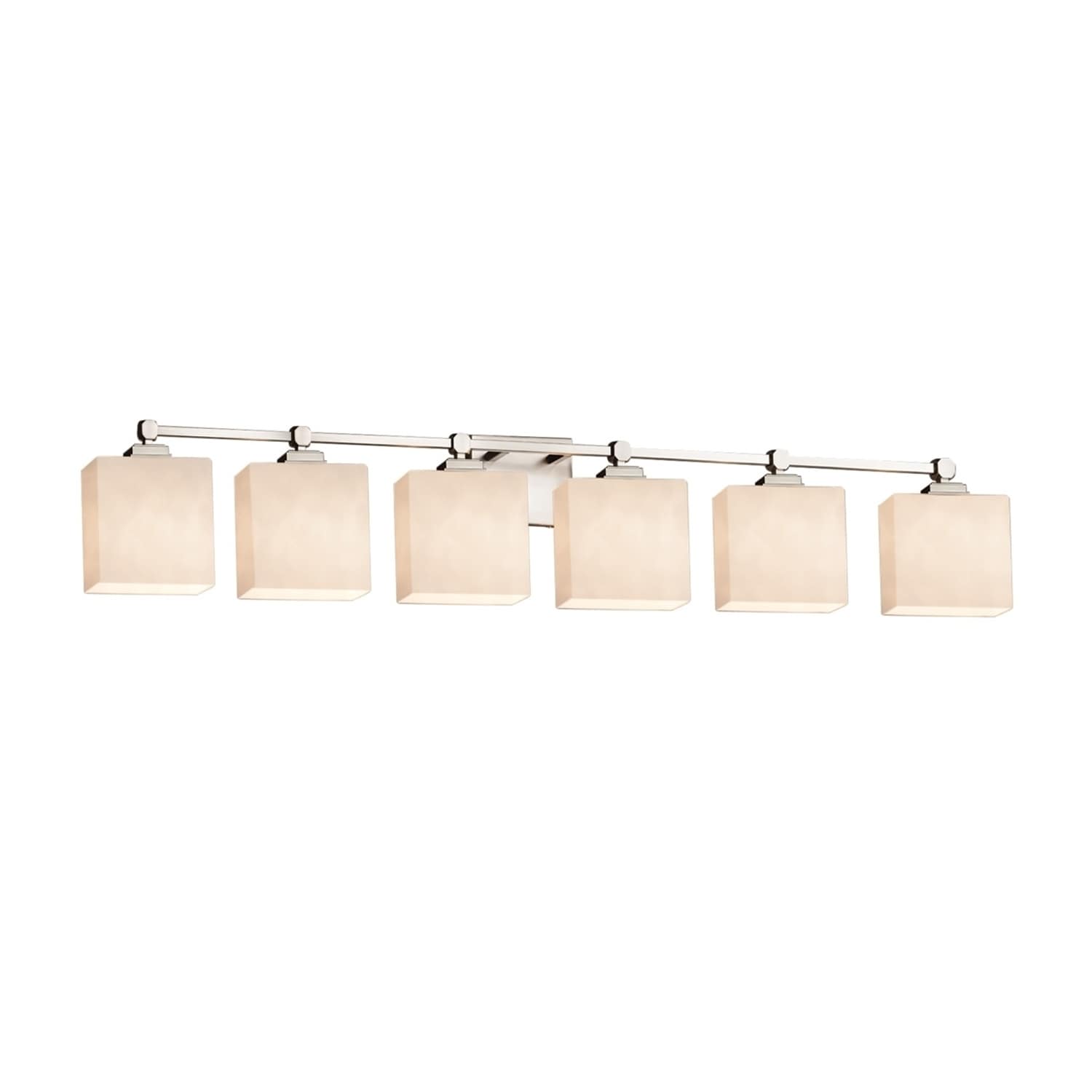 Justice Design Group Clouds Tetra 6 Light Brushed Nickel Bath Light Off White Rectangle Shade