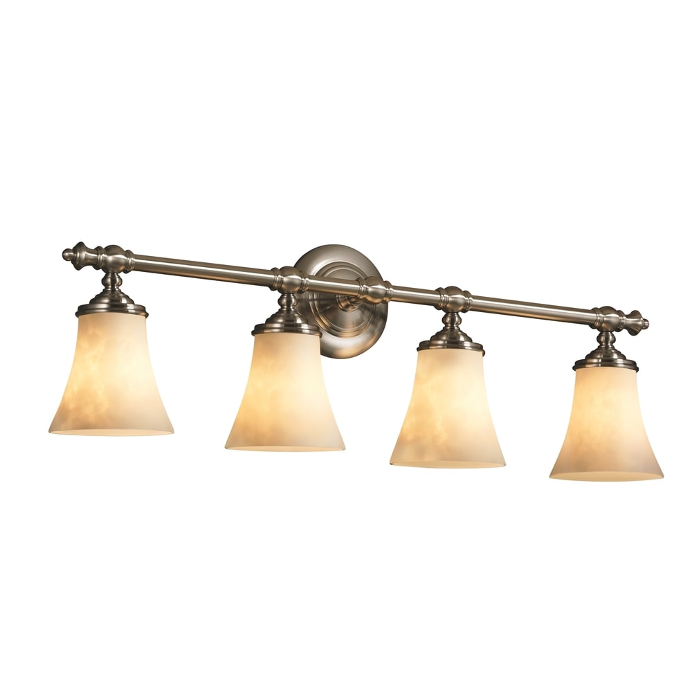 Justice Design Group Clouds Tradition 4 Light Brushed Nickel Bath Bar Clouds Round Flared Shade