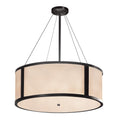 Justice Design Group Clouds Tribeca 36 Inch Matte Black Drum Pendant Off White Shade