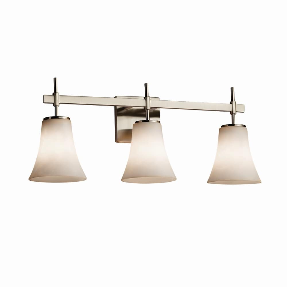 Justice Design Group Clouds Union 3 Light Brushed Nickel Bath Bar Clouds Round Flared Shade