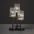 Justice Design Group Wire Glass Dakota 3 Light Dark Bronze Table Lamp Swirl With Clear Bubbles Cylinder Flat Rim Shade