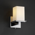 Justice Design Group Fusion Montana 1 Light Polished Chrome Wall Sconce Opal Square Flat Rim Shade