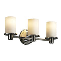 Justice Design Group Fusion Rondo 3 Light Polished Chrome Bath Bar Opal Cylinder Flat Rim Shade