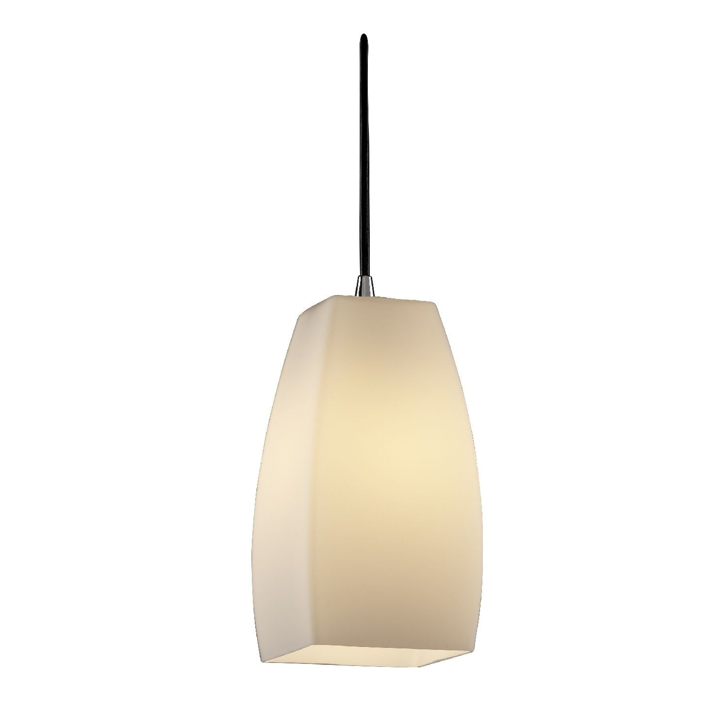 Justice Design Group Fusion 1 Light Polished Chrome Pendant Opal Tall Tapered Square Shade