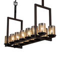 Justice Design Group Fusion Dakota 14 Light Dark Bronze Chandelier Mercury Cylinder Flat Rim Shade