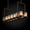 Justice Design Group Fusion Dakota 14 Light Dark Bronze Chandelier Tall Mercury Cylinder Flat Rim Shade