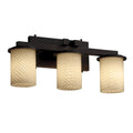 Justice Design Group Fusion Dakota 3 Light Dark Bronze Bath Bar Weave Cylinder Flat Rim Shade