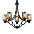 Justice Design Group Fusion Argyle 5 Light Matte Black Chandelier Mercury Cylinder Flat Rim Shade