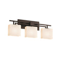 Justice Design Group Fusion Aero 3 Light Dark Bronze Bath Bar Opal Rectangle Shade