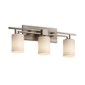 Justice Design Group Fusion Aero 3 Light Brushed Nickel Bath Bar Opal Cylinder Flat Rim Shade