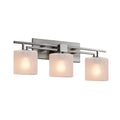 Justice Design Group Fusion Aero 3 Light Brushed Nickel Bath Bar Frosted Crackle Oval Shade