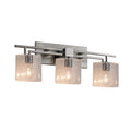 Justice Design Group Fusion Aero 3 Light Brushed Nickel Bath Bar Seeded Oval Shade