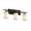 Justice Design Group Fusion Aero 3 Light Dark Bronze Bath Bar Opal Cylinder Flat Rim Shade