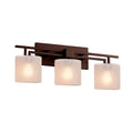 Justice Design Group Fusion Aero 3 Light Dark Bronze Bath Bar Frosted Crackle Oval Shade