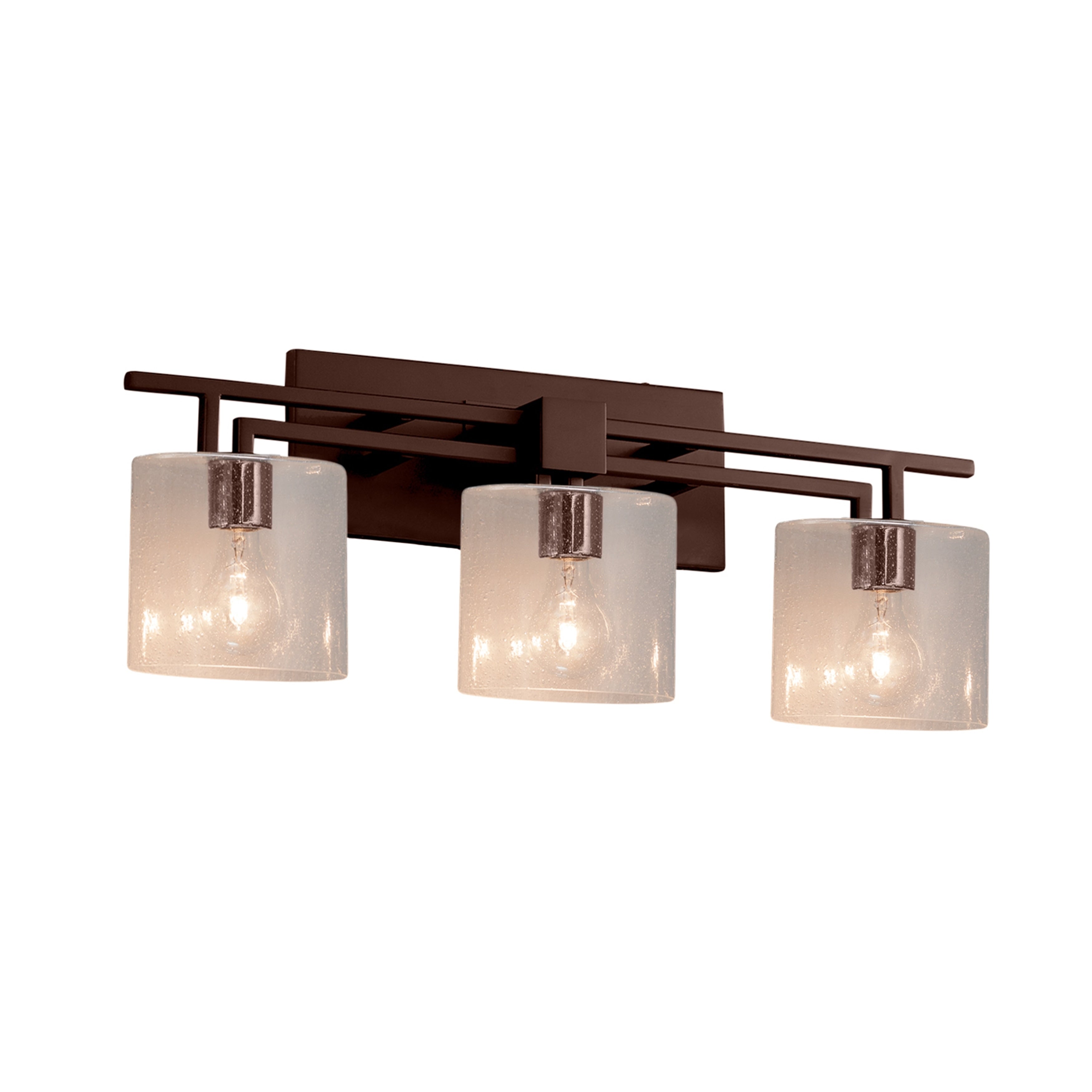 Justice Design Group Fusion Aero 3 Light Dark Bronze Bath Bar Seeded Oval Shade