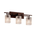 Justice Design Group Fusion Aero 3 Light Dark Bronze Bath Bar Seeded Square W Flat Rim Shade