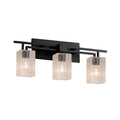 Justice Design Group Fusion Aero 3 Light Matte Black Bath Bar Seeded Square W Flat Rim Shade