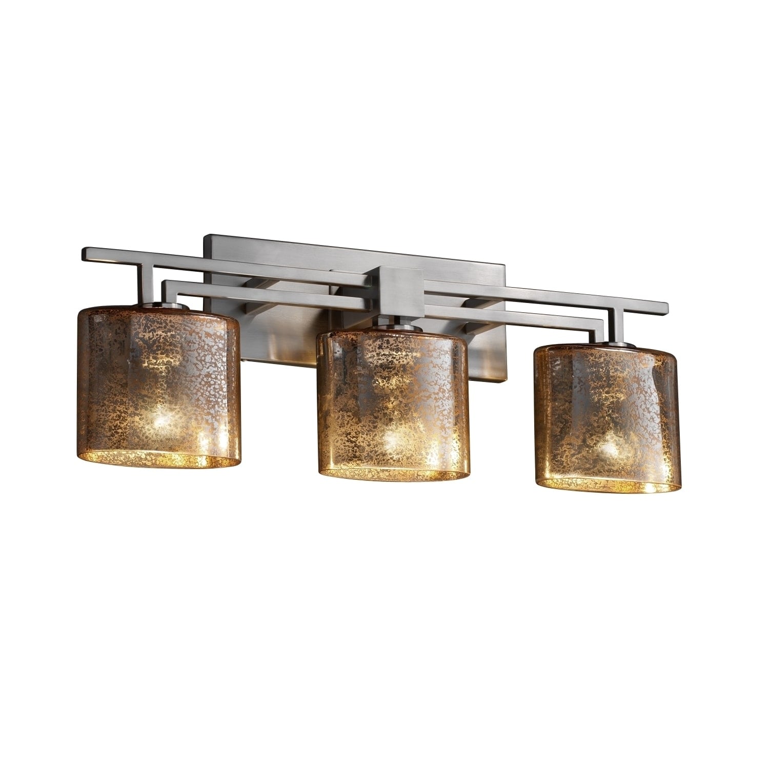 Justice Design Group Fusion Aero 3 Light Brushed Nickel Bath Bar Mercury Oval Shade