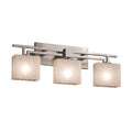 Justice Design Group Fusion Aero 3 Light Brushed Nickel Bath Bar Weave Rectangle Shade